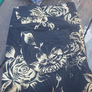 Siwy Black Pants with Gold Foil Floral Accents Leggings